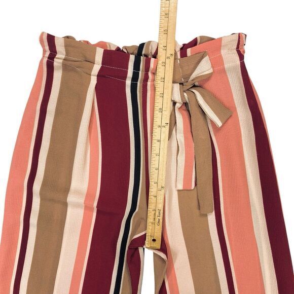 See You Monday Wide Leg Pants Womens Size Small Stripped Paperbag Tie Front Pant - Picture 8 of 12